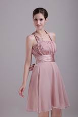 Designer Short Prom Dress Made By Pearl Pink 100D Chiffon