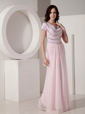 Sequined Floor-length Cheap Baby Pink Prom Dress With Crystal