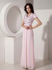 Sequined Floor-length Cheap Baby Pink Prom Dress With Crystal