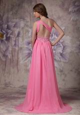 One Shoulder Skirt 2014 Top Designer Hot Pink Prom Dress