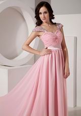 Cap Sleeves Criss Cross Pink Prom Party Dress Shop