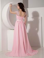 Cap Sleeves Criss Cross Pink Prom Party Dress Shop