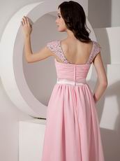 Cap Sleeves Criss Cross Pink Prom Party Dress Shop