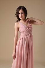 Ruched V-neck Pearl Pink 2014 Long A Female In Prom Dress