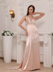 Empire Waist Backless Sexy Pink Celebrity Pageant Dress For Lady