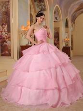 Good Looking Layers Pink Skirt Puffy Quinceanera Girls Dress