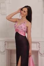 Beaded Multi Colored Prom Dresses With Panel Train Design