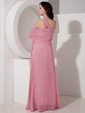 Salmon Red One Shoulder Chiffon 2014 Prom Party Dress