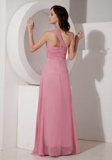 Salmon Red One Shoulder Chiffon 2014 Prom Party Dress