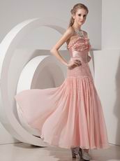 Ankle-length 100D Chiffon Discount Prom Dresses Blush