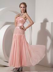 Ankle-length 100D Chiffon Discount Prom Dresses Blush