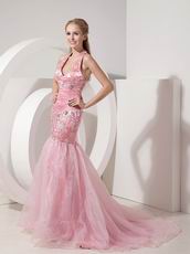 Not Expensive Evening Dress With Halter Mermaid Skirt