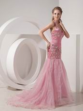 Not Expensive Evening Dress With Halter Mermaid Skirt