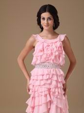 Lovely Pink Sweet Sixteen Dress With Ruffles Knee Length Skirt