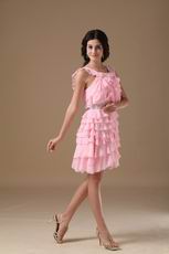 Lovely Pink Sweet Sixteen Dress With Ruffles Knee Length Skirt