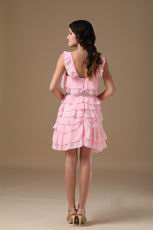 Lovely Pink Sweet Sixteen Dress With Ruffles Knee Length Skirt