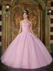 Top Designer Quinceanera Dress With Strapless Pink Tulle Skirt