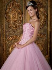 Top Designer Quinceanera Dress With Strapless Pink Tulle Skirt