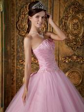 Top Designer Quinceanera Dress With Strapless Pink Tulle Skirt