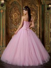 Top Designer Quinceanera Dress With Strapless Pink Tulle Skirt