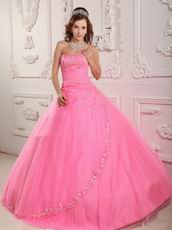 Pink Sweetheart Appliqued Edge Quinceanera Dress Online