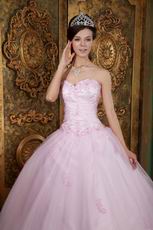 Sweetheart Appliqued Baby Pink 16th Quinceanera Dress