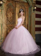 Sweetheart Appliqued Baby Pink 16th Quinceanera Dress