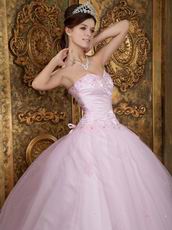 Sweetheart Appliqued Baby Pink 16th Quinceanera Dress