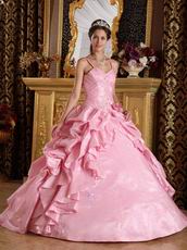 Spaghetti Straps Pink Quinceanera Dress With Applique