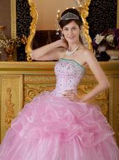 Pink Quinceanera Dress Strapless Floor Length Ball Gown