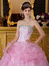 Pink Quinceanera Dress Strapless Floor Length Ball Gown