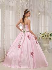 Pink Quinceanera Dress With Corset Back Long Skirt