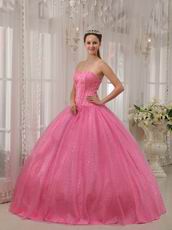 Flaring Sweetheart Pink Sequined La Quinceanera Dresses