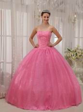 Flaring Sweetheart Pink Sequined La Quinceanera Dresses