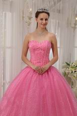 Flaring Sweetheart Pink Sequined La Quinceanera Dresses