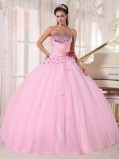 Strapless Baby Pink Quinceanera Dress With Beading