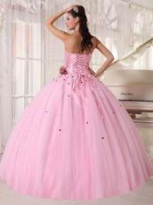 Strapless Baby Pink Quinceanera Dress With Beading