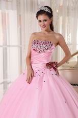 Strapless Baby Pink Quinceanera Dress With Beading