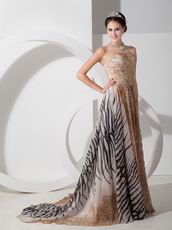 2014 New Arrival Leopard With Zebra Special Fabric Prom Dress