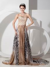 2014 New Arrival Leopard With Zebra Special Fabric Prom Dress