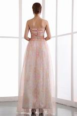 Hot Sell Sweetheart Colorful Printed Chiffon Designer Prom Dress