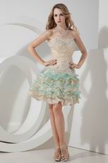 Colorful Layers Skirt Hand Made Short Prom Dress With Beading