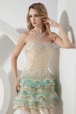 Colorful Layers Skirt Hand Made Short Prom Dress With Beading