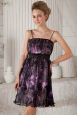 Printed Fabric Designer Short Prom Dress With Spaghetti Straps