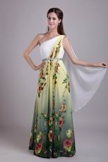 One Shoulder Floor-length Printed Different Prom Dress Exquisite