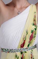 One Shoulder Floor-length Printed Different Prom Dress Exquisite