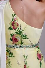 One Shoulder Floor-length Printed Different Prom Dress Exquisite