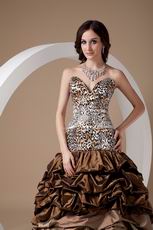 Unique Sweetheart Leopard Pick-ups Brown Prom Ball Gown