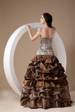 Unique Sweetheart Leopard Pick-ups Brown Prom Ball Gown