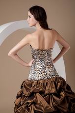Unique Sweetheart Leopard Pick-ups Brown Prom Ball Gown